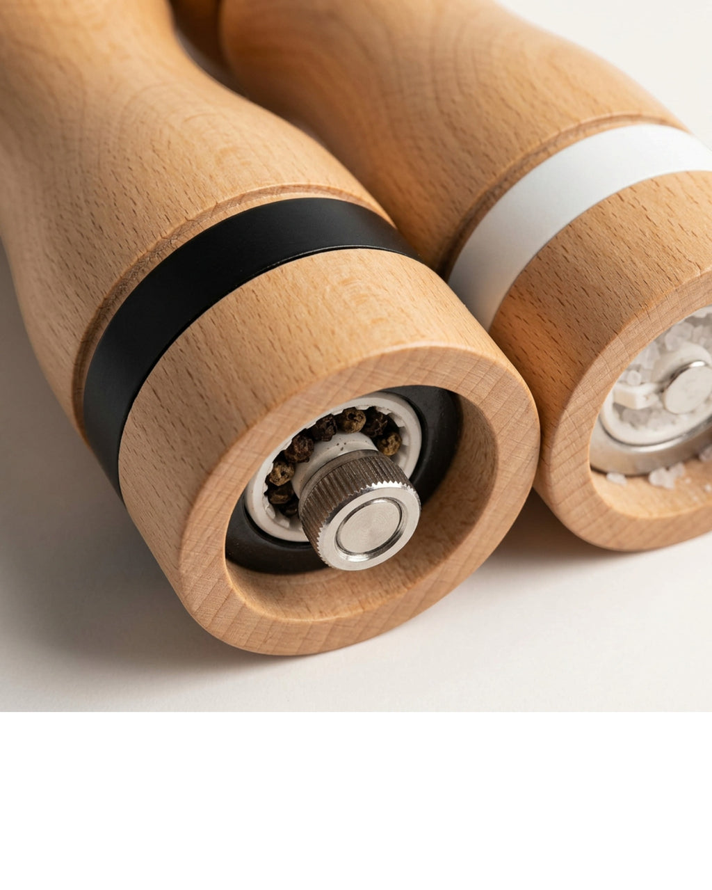 Zenis Beech Wood Manual Salt Pepper Mill Pair 7 in