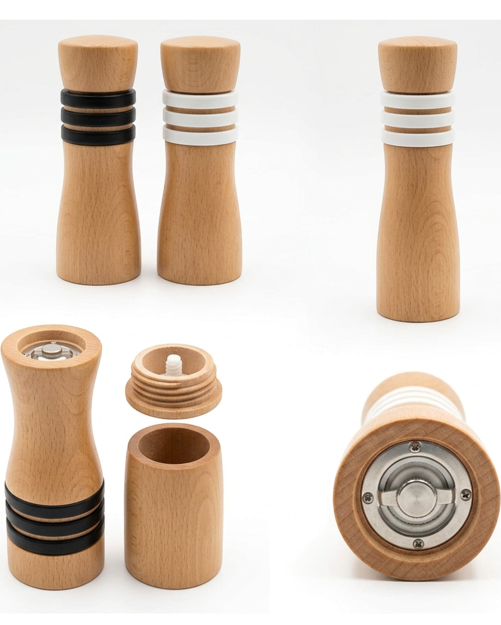 Zenis Beech Wood Manual Salt Pepper Mill Pair 7 in