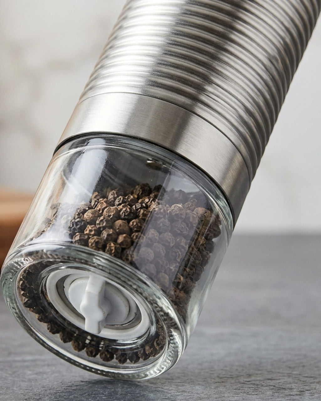 Zenis Ribbed Stainless Manual Pepper Salt Grinder Set 6.8 in