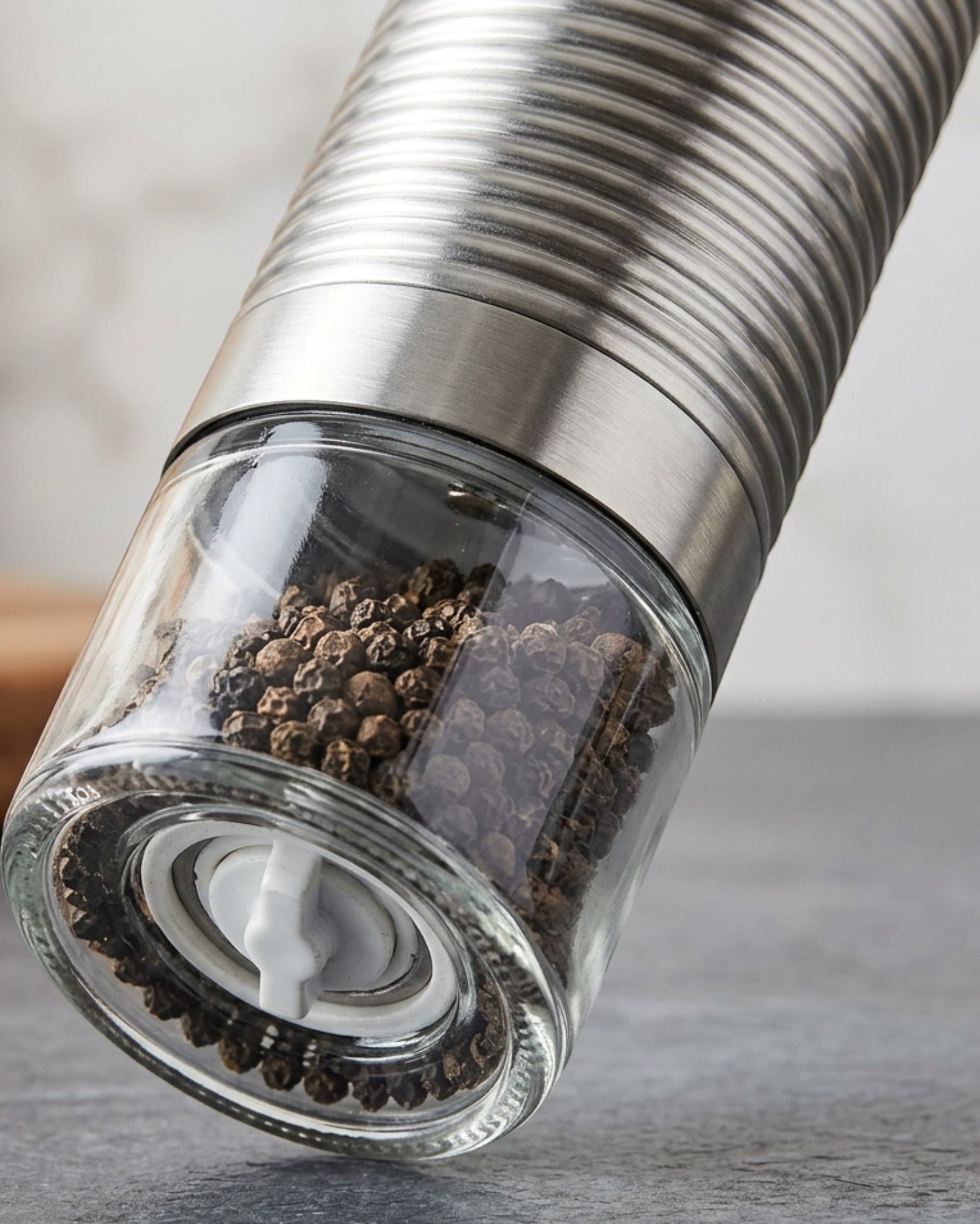 Zenis Ribbed Stainless Manual Pepper Salt Grinder Set 6.8 in
