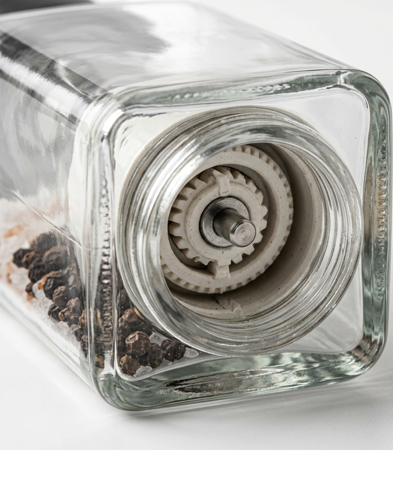 Zenis Square Glass Manual Pepper Salt Mills Clear 5.9 in