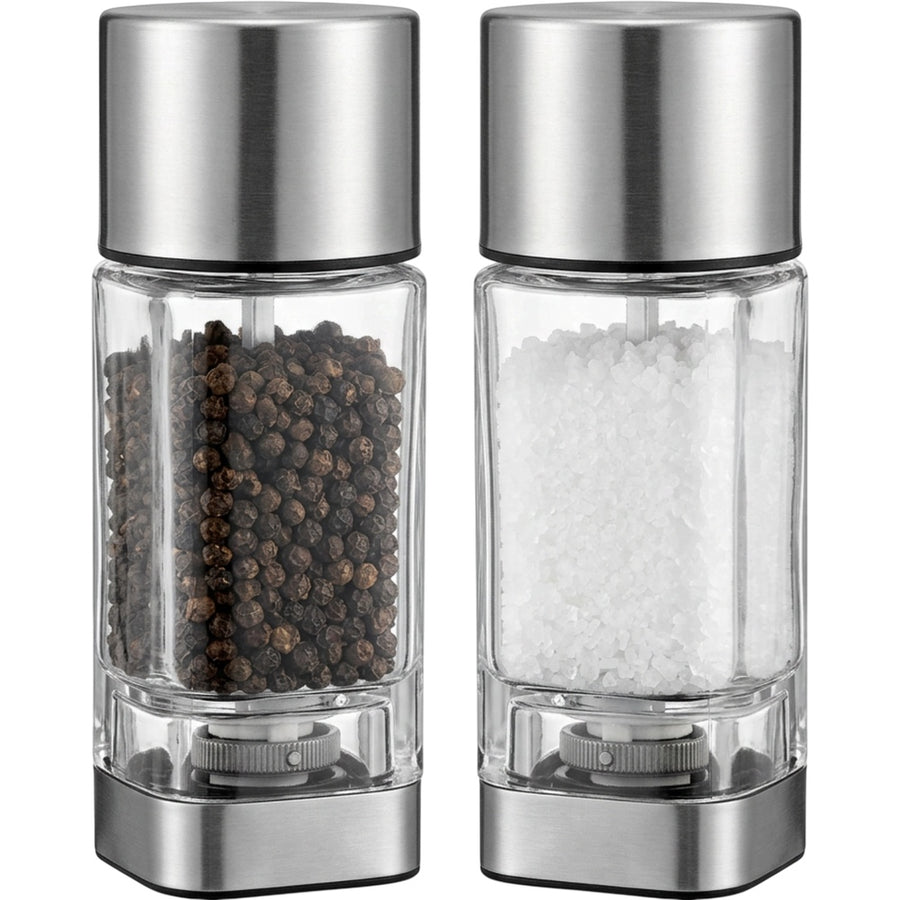 Zenis Square Glass Manual Pepper Salt Mills Clear 5.9 in